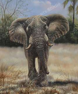 African Wild Elephant   Original Oil Painting On Canvas  
