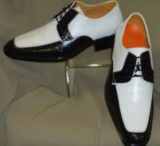   Faux Croco Black White 2 Tone Entertainer Dress Shoes 6223  