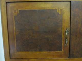 1800s Antique Buffet Server Leaded Glass Doors, Burl & Cross Grain 