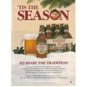  1990 Coors Winterfest Beer Tis the Season Christmas Print 