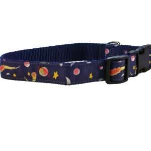  Large Dog Collar by Sandia Pet Products   Cosmos on Navy 