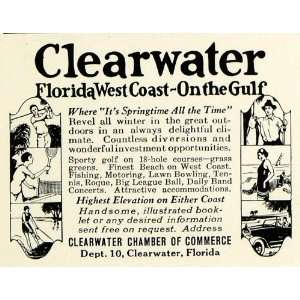 1925 Ad Clearwater Florida Chamber of Commerce Vintage Tennis Golf 