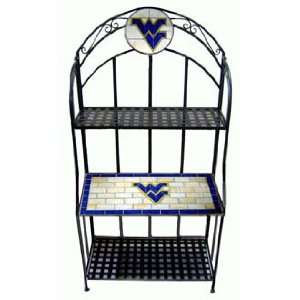 West Virginia Mountaineers Bakers Rack with Stained Glass Mosaic 
