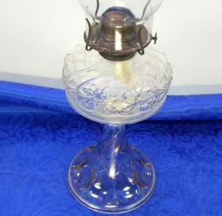   #303 OakLeaf Bubble Pedestal Oil/Kerosene Lamp Antique Glass  