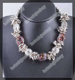 wholesale 7strings resin glass beaded charm necklaces  