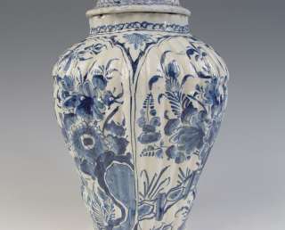 Antique Rare Dutch Delft Vase Floral + Flowers 18th C.  