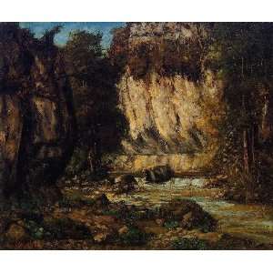   painting name River and Cliff, By Courbet Gustave 