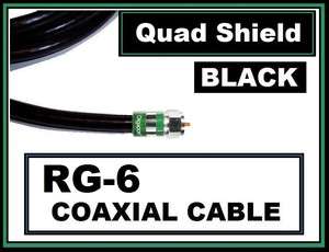 75 Ft Foot Feet)Black Quad Shield RG6 Digital Coax/Coaxial Satellite 