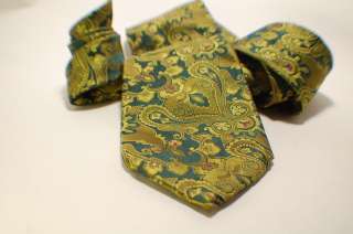   superb embroidered green paisley   THICK SILK   Made in ITALY  
