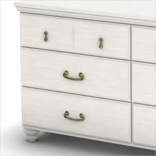 South Shore Dover 6 Drawer Double White Wash Finish Dresser 
