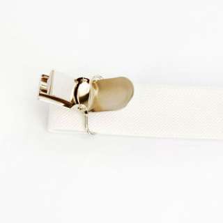 White Clip on Braces Elastic Y back Suspenders