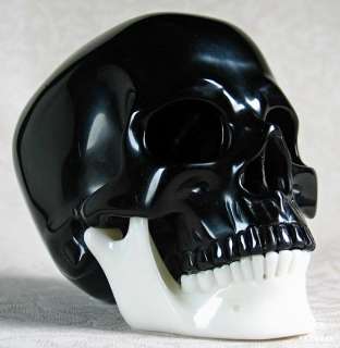 Huge 5.2 New Black Obsidian Skull and White Jade Jaw  