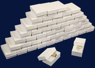 50 New White Swirl Cotton Filled Jewelry Gift Boxes