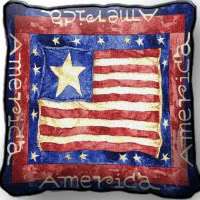 USA Patriotic Flag & Bird Houses Jaquard Woven Cotton Tapestry Throw 