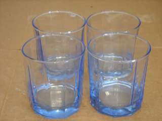 ANCHOR HOCKING SET OF 4 BLUE ON THE ROCK GLASSES  