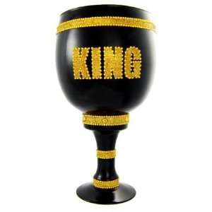  LARGE BLACK GLASS PIMP P I M P CUP GOLD LETTERS KING 