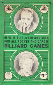 OFFICIAL RULE RECORD BOOK CAROM BILLIARD GAMES 1968  
