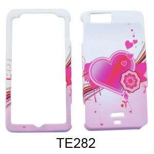  Motorola Droid X MB810 Pink Heart on White Hard Case/Cover 