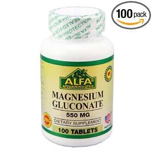   Magnesium Gluconate 550 mg 100 tabs Prevent Dizziness Muscle Weakness