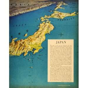  1944 Print Map Japan Richard Harrison Kyushu Hokkaido Wartime World 