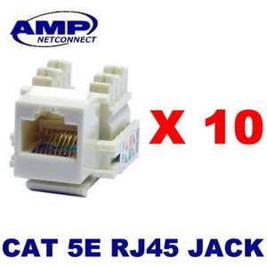 10 Lot AMP Cat5e RJ45 Jack Module Connector Punch Down  