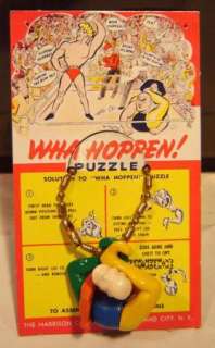 Vintage 1950s WHA HOPPEN WRESTLER KEYCHAIN PUZZLE MOC  