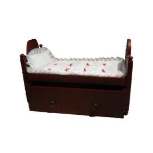  Doll Bed with Trundle Drawer and Bedding for 18 Inch Dolls 