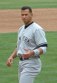 Alex Rodriguez taking his position at 3rd base at the beginning of a 