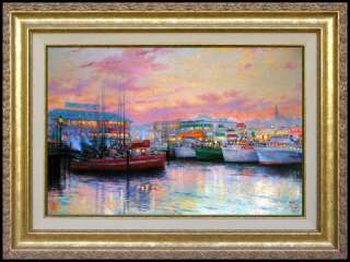 Fishermans Wharf RETIRED 12x16 Framed Classic Thomas Kinkade Canvas 