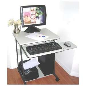  Mini Computer Desk & Table (Light Grey w/Satin Black 
