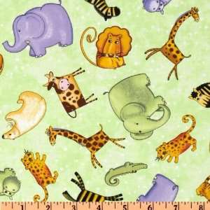  44 Wide Sea Of Dreams Tossed Animals Light Green Fabric 