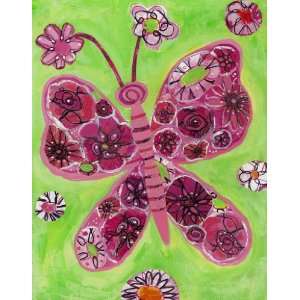  Pink and Green Butterfly Print