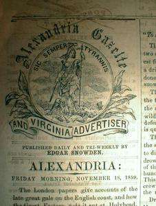   VIRGINIA newspaper JOHN BROWN RAID Harpers Ferry WEST VIRGINIA  
