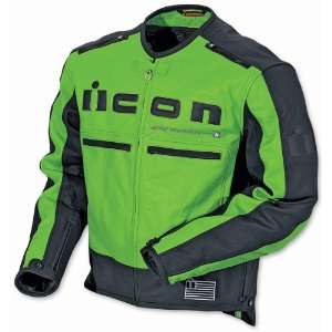  Icon Motorhead Leather Jacket, Green/Black, Gender Mens 
