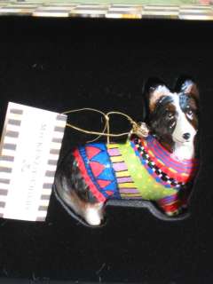 Mackenzie Childs Glass WELSH CORGI DOG Ornament&Box  