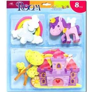 Pony Rainbow Carriage Castle Girls 3D Wall Stickers Decals Kids Room 