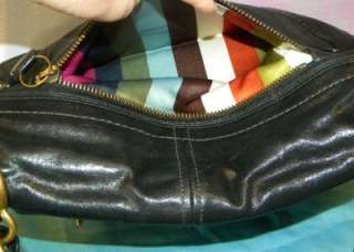 Rare COACH LEIGH LEGACY Pocket Hobo Shoulder Bag BLACK LEATHER 11128 