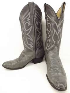 Mens cowboy boots gray leather Abilene 7.5 D western classic  