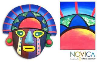 SUNSET ON MY HEAD~Peru Painted Colorful Clay MASK~ART  