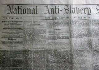 1864 Anti Slavery Civil War newspaper ABRAHAM LINCOLN Thanksgiving 
