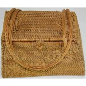   Fisher Bali Handwoven 6 Olive Linen Lined Purse 