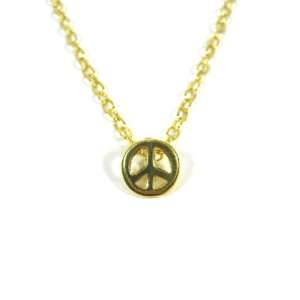   Peace Sign Necklace Small Anti War Charm Gold Pendant Fashion Jewelry