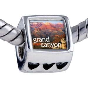 Pandora Style Bead Travel Grand Canyon Photo Heart European Charm 