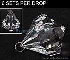 Large Bling Acrylic Crystal Droplet  Set of 6 for Weddi