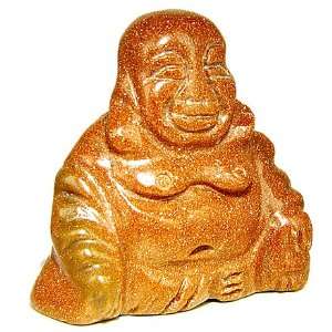  Talisman Good Luck Goldstone Happy Buddha Gemstone Carving 