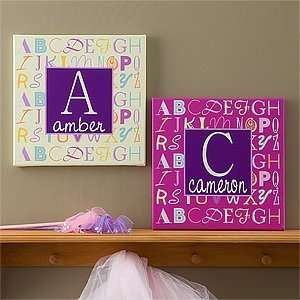   Personalized Canvas Art for Girls   Alphabet Name Art