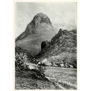 1898 Print Waikato River Ateamuri Mountain Bushes Rocks New Zealand 