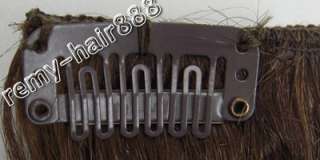 20 Wavy Clips in human hair extension7pcs set #04,70g  