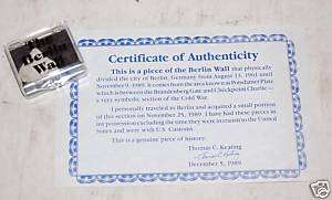 Actual Piece Of The Berlin Wall With COA  