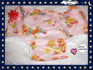 ADULT BABY DIAPER TERRY DRESS PLASTIC PANTS XL PINK )  